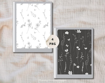 Boox Go 10.3 | Boox Go 7 |  Boox Page Sperrbildschirme, Blumen eReader Hintergrund, Boox Wallpapers, BW Bildschirmschoner (PNG Instant Download)