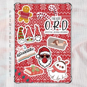 Intercalaire pour Kindle de Noël, couleur de base Paperwhite, écriture douce, PDF numérique imprimable, coque arrière transparente, décoration Kindle rouge, cadeau livresque confortable