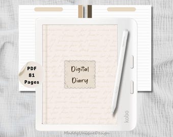 Digital Diary for Kobo Libra Colour: Lined Journal Note Taking with Stylus, Modern Annotation Planner (PDF Instant Download)
