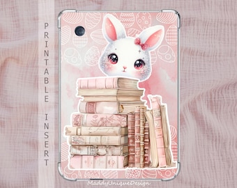 Kobo Case Insert for Libra Colour, Clara Colour & BW, Easter Bunny Coquette Pink Bookish Back Cover (Printable PDF Instant Download)