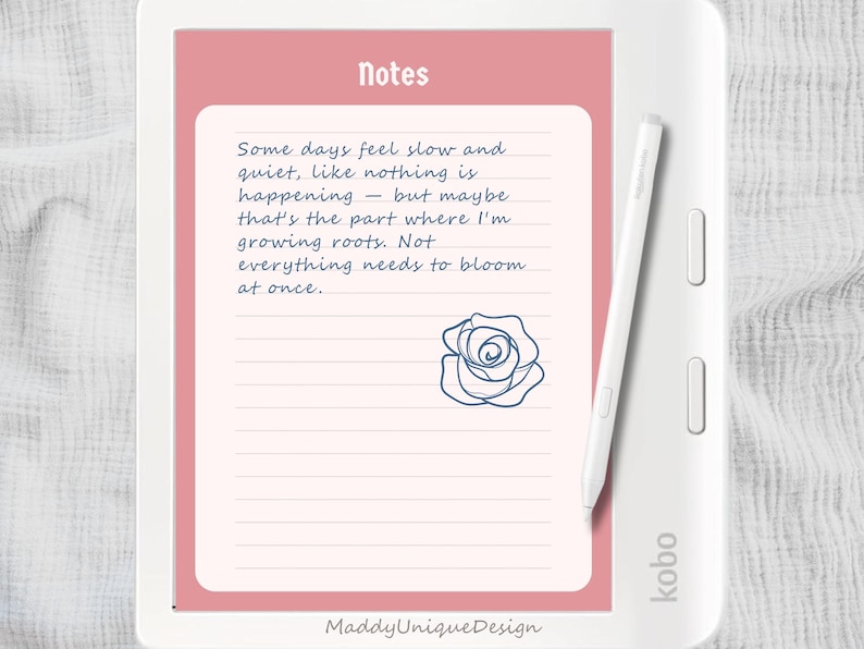 Kobo-friendly pink notes page for additional planning or journaling.