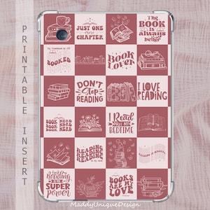Kobo Case Insert, Kobo Libra Colour, Kobo Clara Colour, Kobo Clara BW, Aesthetic Bookish Gift, Printable Checkered Pink Quotes Back Cover