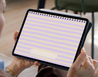 Digital Planner Covers: Spiral Horizontal Section Dividers, Soft Pastel Stripes Organizer Notebook Dividers (5 PNG Instant Download)