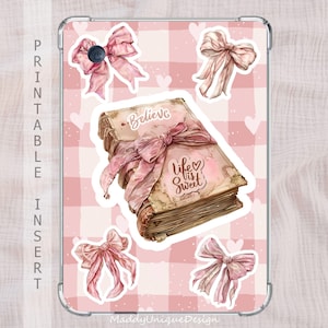Kobo Case Insert, Kobo Libra Colour, Kobo Clara Colour, Kobo Clara BW, Pink Coquette Bookish Gift, Y2K Retro, Checkered Printable PDF Cover