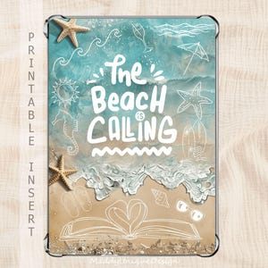 Kindle Insert for Clear Case, ColorSoft Paperwhite Basic Scribe, Summer Beach Bookish Gift Kindle Decor, Printable Digital PDF print ready