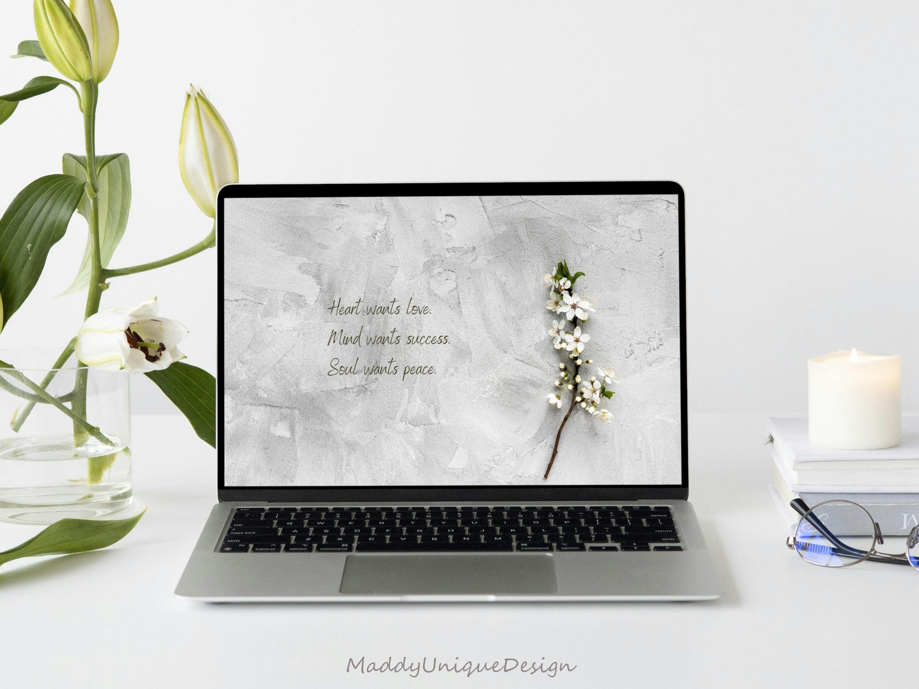 Boho Desktop Wallpaper Floral Desktop Background Minimalist Computer ...