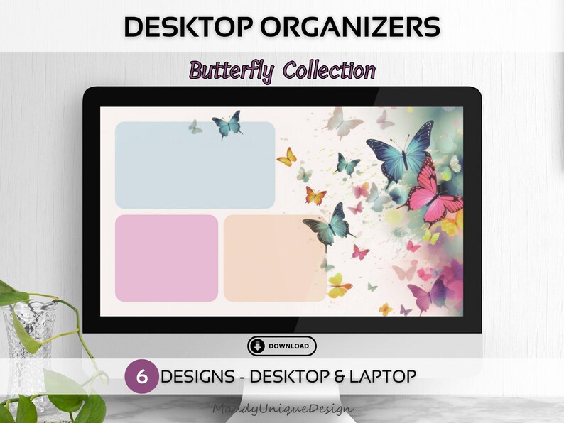Butterfly Desktop Organizer Wallpaper Set for Computer and Laptop ...