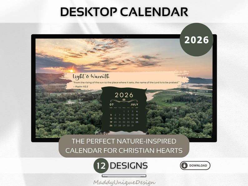 2026 Bible Verse Calendar Wallpaper for Desktop & Laptop: Aesthetic ...