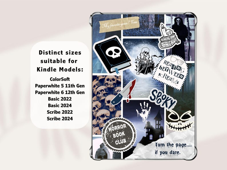 Horror Kindle Case Insert for Colorsoft Paperwhite Basic Scribe, Terror ...