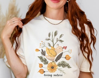 Camiseta grande com estampa de pássaro selvagem: camiseta Boho Comfort Colors