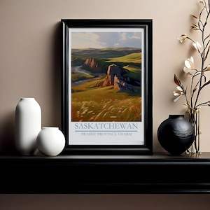 Saskatchewan print, Saskatchewan poster, Saskatchewan decor, Saskatchewan digitaal, reiskunst, poster, provincie, digitaal, Canada, schilderachtig
