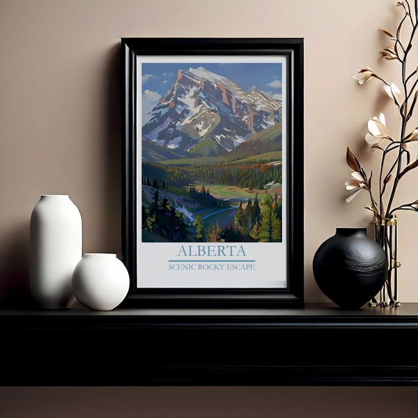 Alberta Print, Alberta Poster, Alberta Decor, Alberta Digital, Travel Art, Poster, Mountain, Alpine, Province, Digital, Canada, Scenic Art