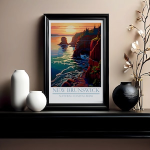 New Brunswick Print, New Brunswick Poster, New Brunswick Decor, New Brunswick Digital, Travel Art, Water, Trees, Province, Digital, Canada