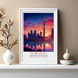 Toronto Print, Toronto Poster, Toronto Decor, Digital, Travel Art, Canada, Ontario, Province, Toronto Digital, City, CN Tower, Art, Sunset