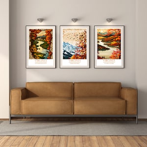 Lot de 3, impression numérique de Virginie, art mural, affiche de Virginie, impression d'affiche de Virginie, décoration de Virginie, art de voyage, affiche des Etats-Unis, art imprimable