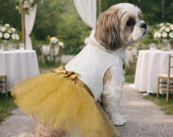 フリルチュールドレス、XS-XL、小型犬用服、犬用ドレス、犬用