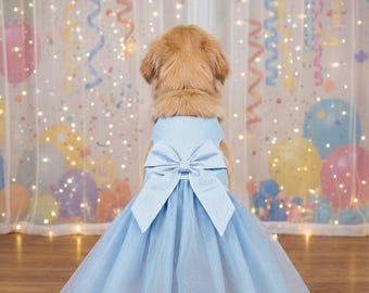 Light Blue Dog Wedding Dress, Personalized Bridal Tutu, Pet Wedding Outfit
