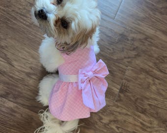 Robe pour chien à carreaux rose avec tutu, tenue de la Saint-Valentin