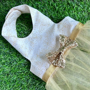 Goldhochzeits-Hundekleid, Hunde-Tütükleid, Hochzeitskleid für Hunde, Hochzeitskleid für Hunde, Hochzeitskleidung für Hunde, Kostüm für große Hunde