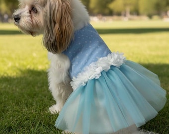 Hellblaues Blumenmädchen Hund Kleid Hochzeit, Blumen Brautjungfer Outfit
