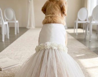 Vestido tutú floral para bodas de perros, atuendo personalizado para bodas y cumpleaños de mascotas