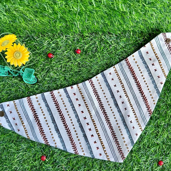 Dog bandana with ethnic pattern, Dog scarf bohemian style, Pet neckwear boho chic, Boho pet attire, custom dog bandana, personalized bandana