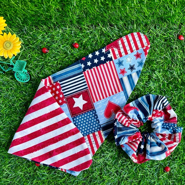 4th of July dog bandana, patriotic pet scarf, Red white and blue pet bandana, USA flag dog bandana, American flag pet scarf, pet neckwear