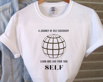 T-shirt A Journey Of Self Discovery, T-shirt motivant, T-shirt imprimé, T-shirt inspirant, T-shirt unisexe, T-shirt amour de soi, Cadeau