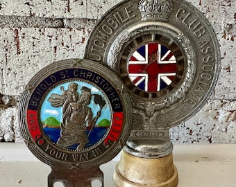 Vintage Royal Automobile Club & St. Christopher Car Badges: British Automobilia