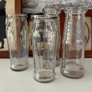 Vintage Half Pint Glass Milk Bottles, Set of 2, Unbranded, Collectible, Vintage Kitchen, Flower Vase,  Farmhouse, Cottagecore