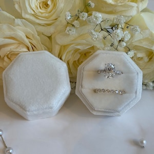 Wedding Ring Box, Velvet Engagement Ring Box, Velvet Wedding Ring Box, Double Slot Ring Box, Wedding Ceremony Box, Ring Bearer, Octagon Box