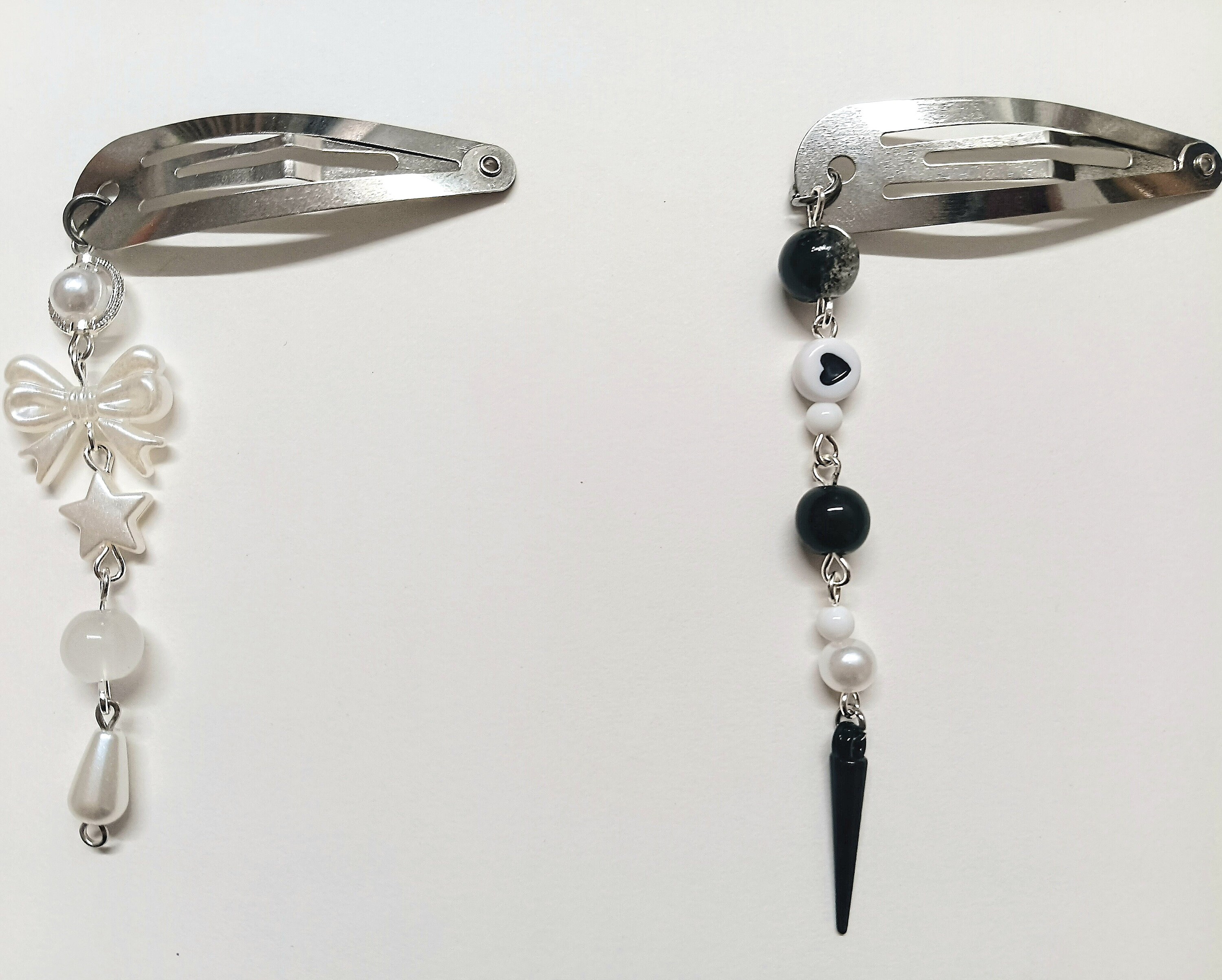 Barrette dangle Criss-cross wrap made with black glass and silver beads Cross Loc Cuffs - Etsy main image 3
