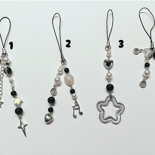 Black and White Phone Charms, Y2k Accessories, Monochrome, Cute Gifts