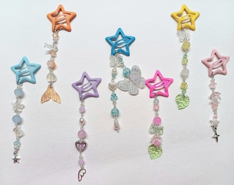 Pastel Star Hair Clips – Y2K Beaded Barrettes, Cottagecore Hair Jewelry, Kawaii Accessories for Spring & Summer