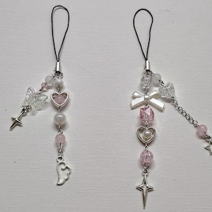 Pink Beaded Phone Charm | Coquette Y2K Accessory | Pastel Aesthetic Gift for Her | Handmade Kawaii Soft Girl Style | Fairycore | Angelcore