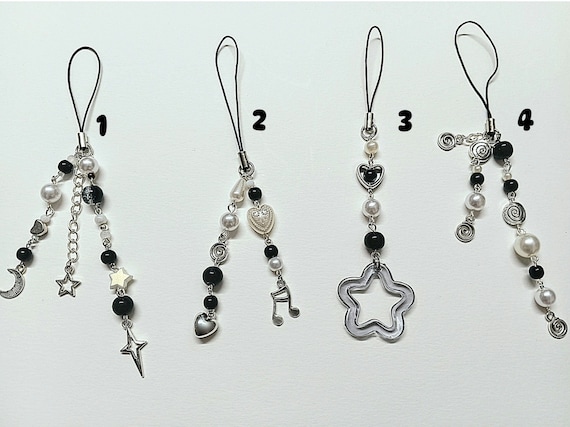 Black and White Phone Charms | Y2k Accessories | Monochrome