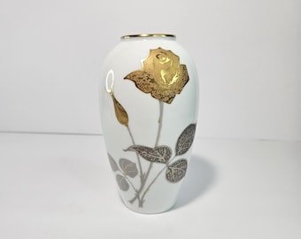 Vintage Noritake Okura OAC Golden Rose and Silver Leaves Pattern - 6" Tall
