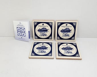 Holland America Line "Savor the Journey" Delft Blue Coasters Set of 4