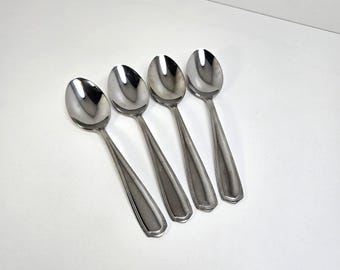 Reed & Barton Tarbor Set of 4 Teaspoons Glossy Outline Edge Stainless