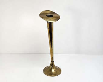 Antique Brass Jack In The Pulpit Single Candlestick Holder 10 3/8"