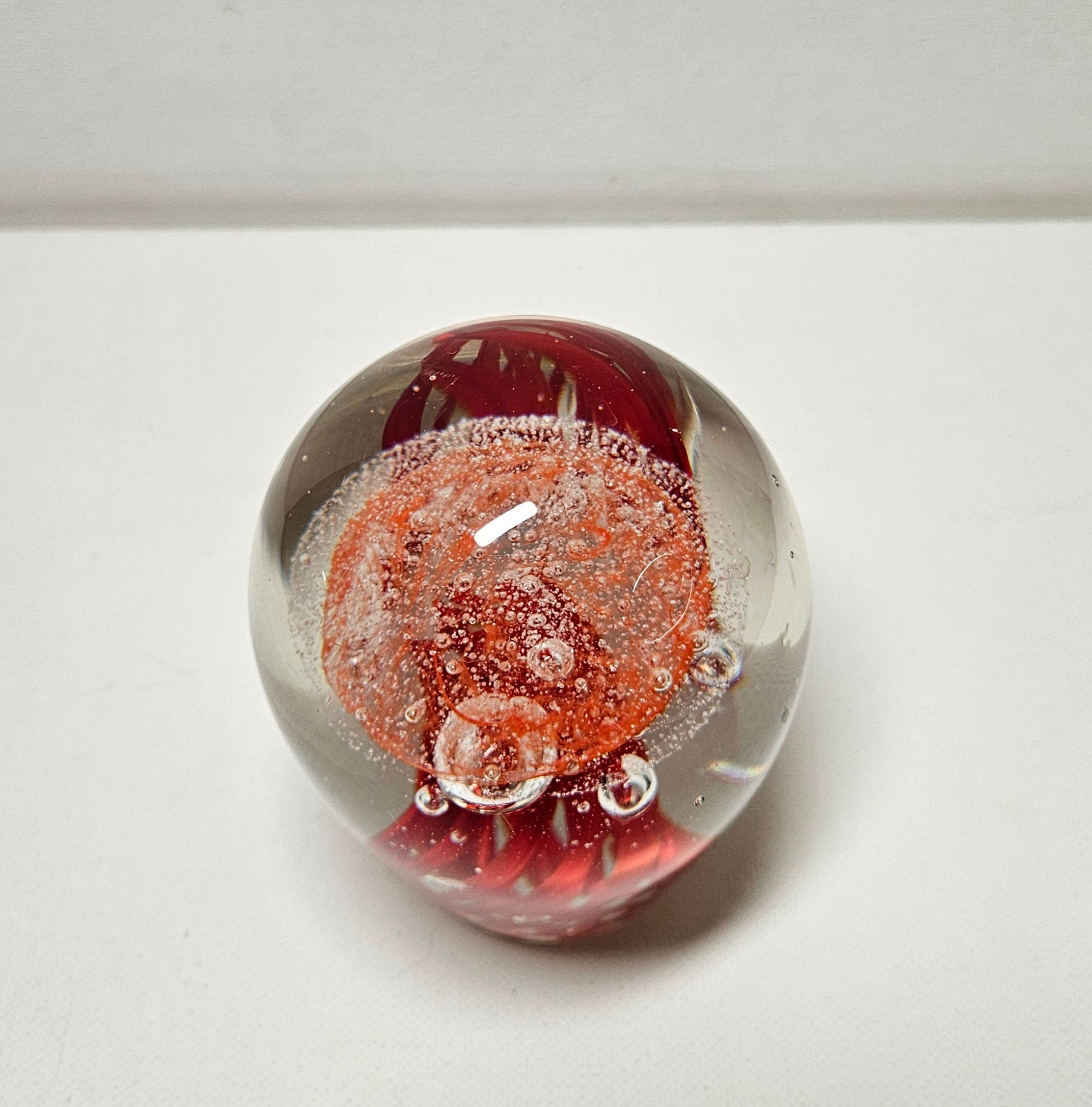 Vintage Jellyfish With Bubbles Encased in Hand Blown Glass Paperweight ...