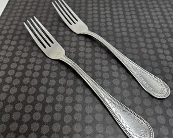 Towle Beaded Antique-Engraved Germany Stainless Steel Dinner Forks 8 1/8" - Set of 2