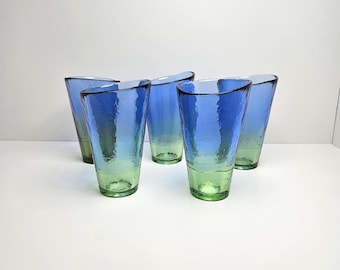 Bormioli Rocco Blue Green Hombre Recycled Glass Drinking Glasses Set of 5