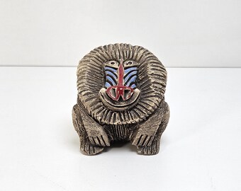 Artesania Rinconada Baboon Uruguay Folk Art Pottery Baboon Figurine Collectible