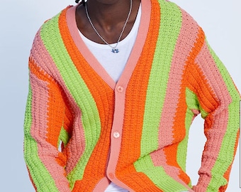 Pacsun Freddy Sunrise Cardigan Orange Green Pink Size Large