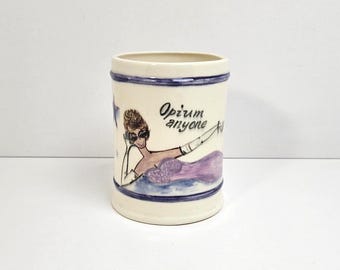 Vintage Charmell Originals Pop Culture Hand Painted Mug or Small Crock MCM Barware