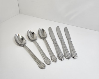 Odyssey Pattern by Hampton Flatware 3 Knives, 3 Soup Spoons - Set of 6