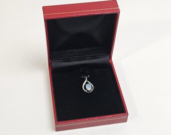 Vintage Opal Cabochon Teardrop Ribbon Sterling Silver Setting Pendant 925