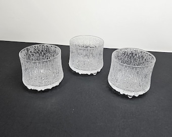 Iittala Ultima Thule Old Fashioned Rocks Glasses Set of 3 Tapio Wirkkala Vintage