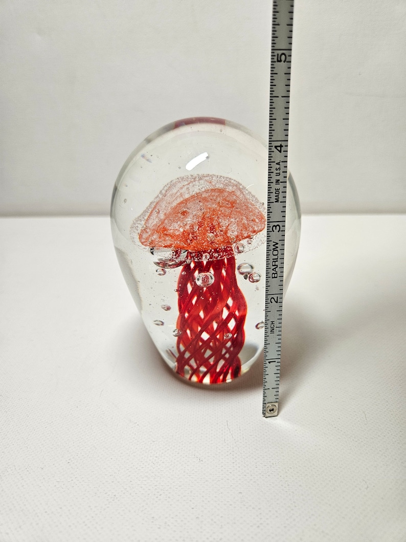 Vintage Jellyfish With Bubbles Encased in Hand Blown Glass Paperweight ...